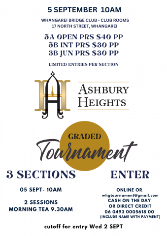 Poster: Ashbury Heights Pairs 5A open 5B int 3B jun