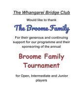 The Broome Tournaments will be held on April 1st and Sept 2nd