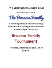 The Broome Tournaments will be held on April 5th and Sept 6th