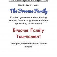 The Broome Family Tournament will be held on April 2nd